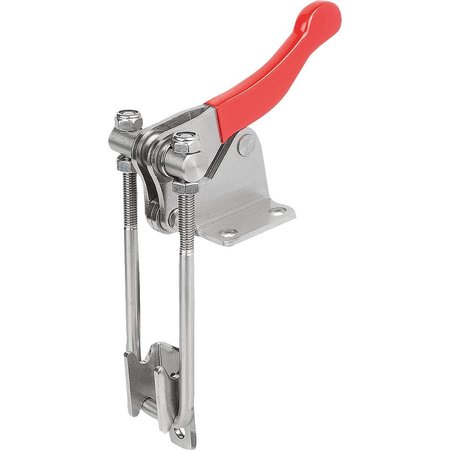 KIPP Latch-Action Clamp Vertical With Fixed Jaw, L1=29, 4, Stainless Steel Bright, Comp:Plastic Comp:Red K1265.17000